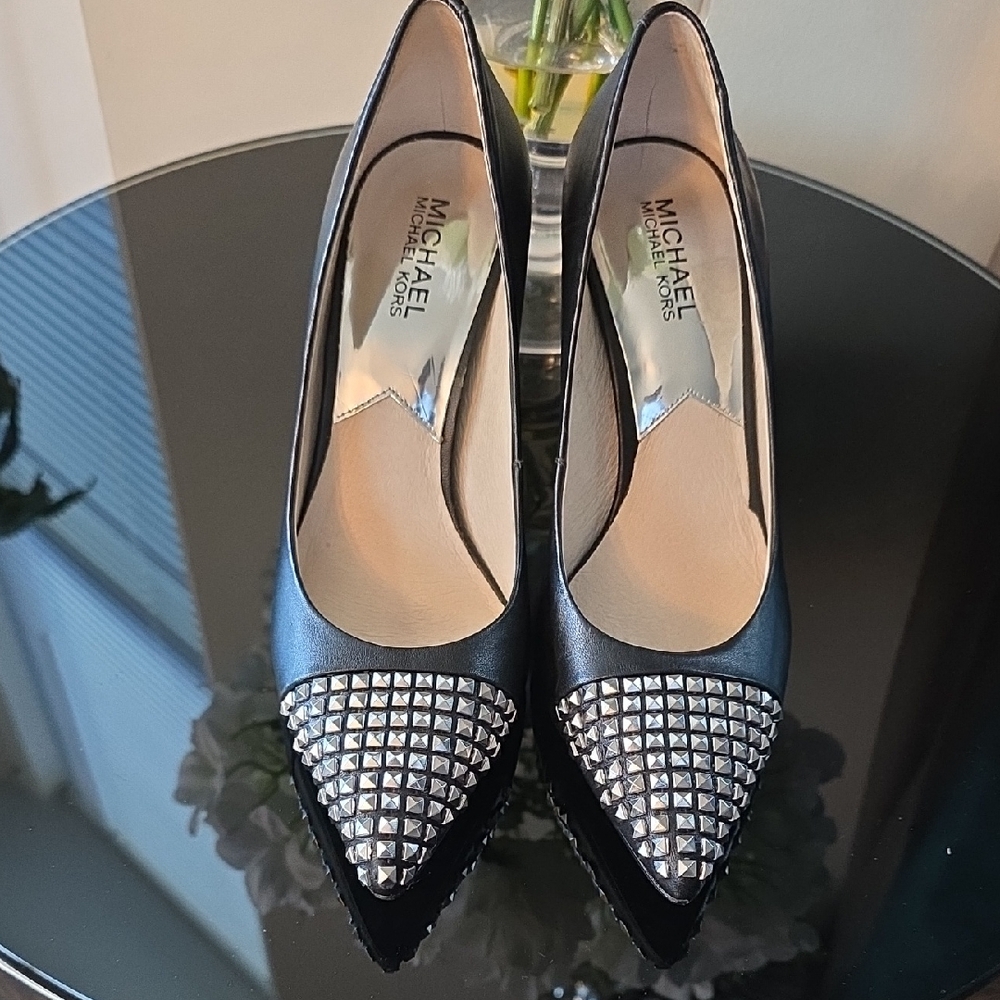 Michael Kors Black Heels with Silver Studs